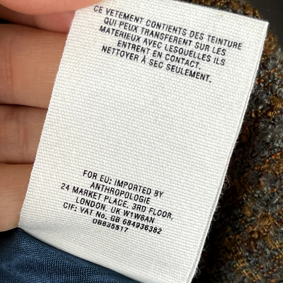 Anthropologie Cartonnier Plaid Wrap Blazer Women 0 Brown Fringe Tweed Fall - Picture 11 of 16